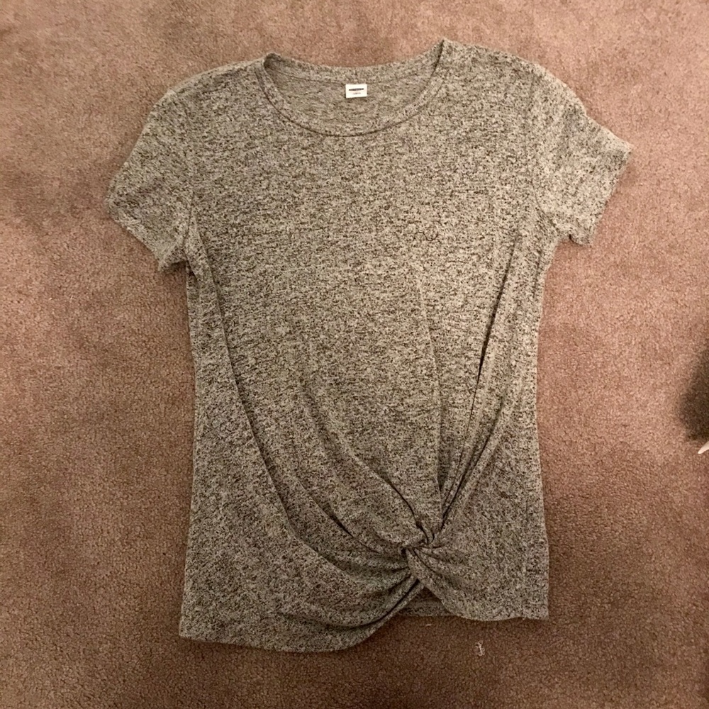 old navy grey knotted shirt